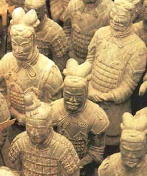 Terracotta soldiers protecting the first emperor of China.