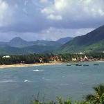 Hon Chong Beach seen in the afternoon light from the Hon Chong Promontory which juts out into the clear blue waters of the South China Sea.