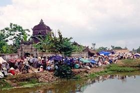 The Dau Pagoda, in Thuan Thanh, Ha Bac province, Vietnam, is situated along the river Dau. The market outside the pagoda is especially busy on festival days.