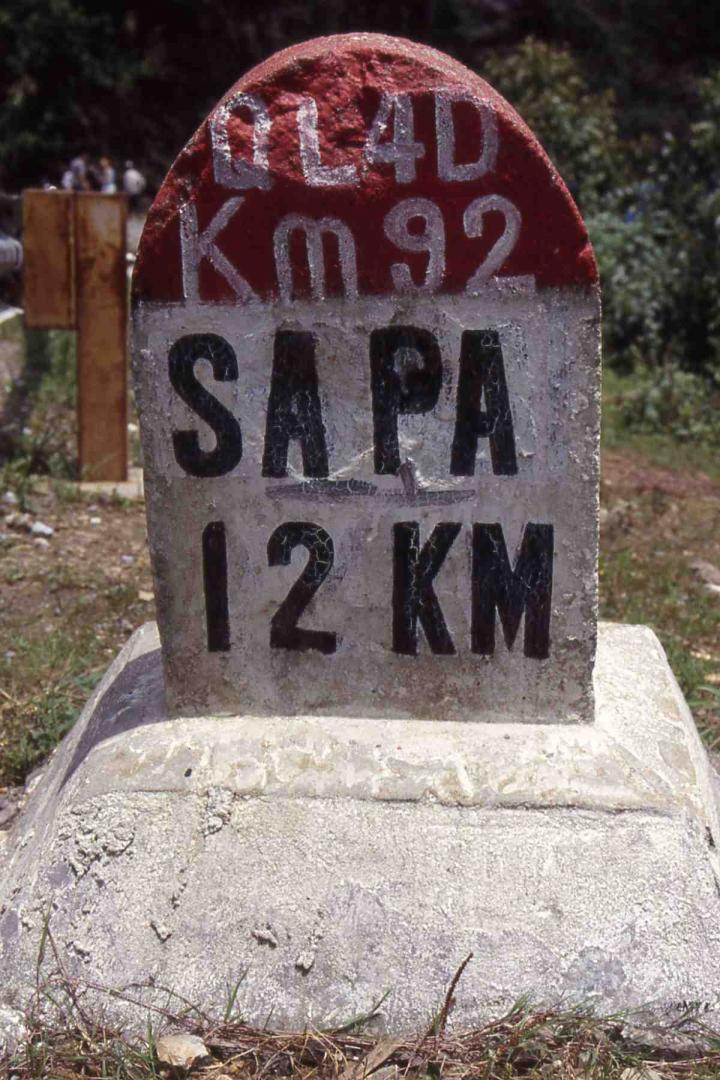 Milepost on Lao Cai to Sapa road.