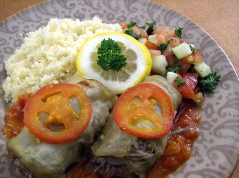 Lamb-Filled Eggplant Rolls with Fresh Tomato Sauce