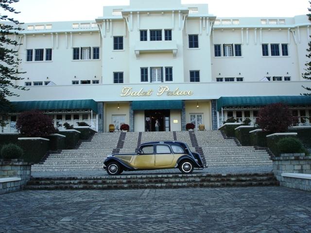 Front entrance to the Dalat Palace with 1953 Citroen.