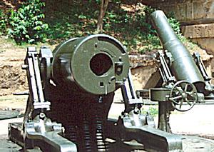 American 12-inch mortars at Battery Way. Fortress Corregidor, Philippines.