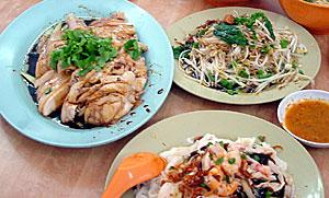 Steamed Chicken with Bean Sprouts and Noodles