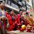 People chant during a ceremony of the Hungry Ghost festival in Hong Kong.