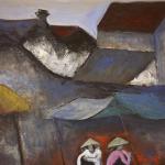 Rice Vendors Gouache 22" X 20" (56cm X 51cm)