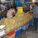 Durians at the Krabi night market in Thailand
