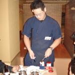 Sake preparation. Fugu restaurant, Shimbashi