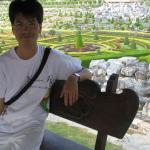 Me ontop of the Thai-styled Pavilion with the French Garden in the distance