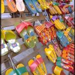 Hand painted wooden shoes, Chinatown, Melaka, Malaysia.