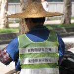 Street sweepers are an accepted part of the Hong Kong landscape. 