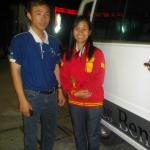 A newlywed couple on honeymoon