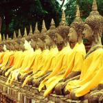 Golden Buddha images.