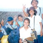 The sales crew that greets visitors at the West Baray reservoir.
