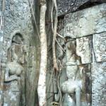 Two defaced apsaras at Beng Mealea, Siem Reap, Cambodia.