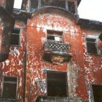 The front entrance of the old Bokor Palace Hotel, Bokor National Park, Cambodia.