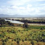 Leaving Kon Tum, first riverside scenes from motorbike, along Dakbla River.