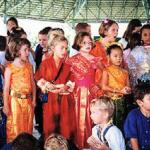 Ban Chang, Thailand: Students from all over the world dress up in traditional Thai costumes to celebrate Loy Kratong.