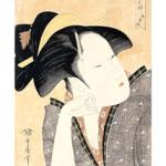 This handout picture shows a Japanese print by Utamaro Kitagawa (1753-1806) 'pensive love', part of French Hugette Beres' collection of Japanese prints, drawings and books. Beres' collection, estimated to five million-euro was auctioned 27 November 2002 at Sotheby's Paris.
