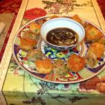Shrimp & Water Chestnut Croquettes and Pork Dumplings with Hoisin Dipping Sauce