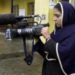 Afghan woman, Mehrya, is one of 13 trained by the French non-governmental organization Aina (mirror) as a camerawoman.