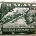 Postage stamp issued by one of Malaysia's states depicts the East Coast Mail train.