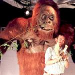 Professor Stringer (Natural History Museum, UK) with a model of the jawbone of a Gigantopithicus, huge apes now extinct, believed to be the most relevant evidence of the existence of the Yeti.