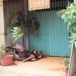 Siem Reap, Cambodia. The preponderance of youth in Cambodia is cause for optimism. The preponderance of begging amputees is not. Their legs blown off by mines, or decayed by leprosy, they hover around all the spots frequented by tourists. A surprisingly large percentage of them have prosthetic limbs.