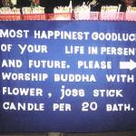 Within the bright glow of the full moon, stalls peddling the traditional offerings lined the temple's driveway. This one in particular made me "most happinest".