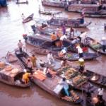 The buying and selling never stops at a floating market in Can Tho.