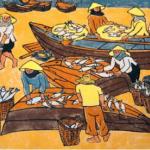 Tran Tuyet-Mai, Fishing Boats, 1984, woodblock, 20 1/4" x 14 3/4"