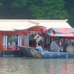 Floats on the river at Kyoto's Aoi Festival