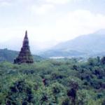 Landscape, Xieng Khuang, Lao. This was once a provincial capital. During the Secret war it was devastated by carpet bombing. Now this lone chedi stands as a memorial to the lost city.