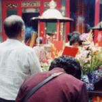 Worshipping at Lungshan Temple, Taipei. Religion is just one example of Chinese influence on Taiwanese life.