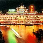 The "Imperial" restaurant by night, brightly lit...