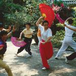 Fan dance in Lou Lim Ieoc Garden, Macau.