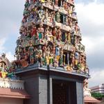 The temple's main entrance, with its elaborate gopuram. The tower's prominence over nearby buildings meant that worshippers could see it from afar and therefore offer prayers even whilst away from the temple.