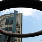 The World's Largest Waterfall is built within the newest shopping complex in Singapore. During the laser and lights display at night, water will be streaming down from this bronze structure.